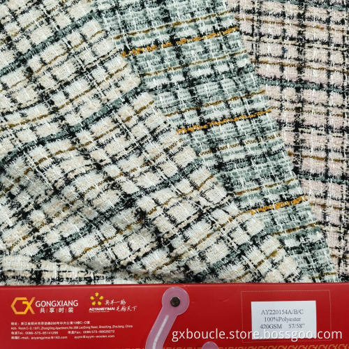 Boucle fashion Plaid design with lurex fabric